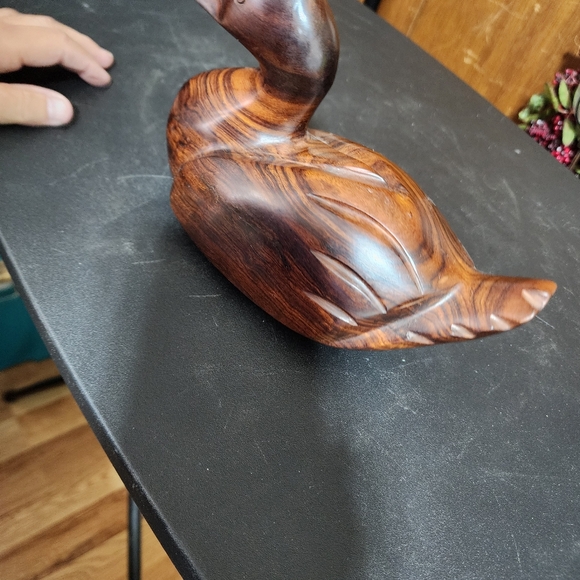 VINTAGE CARVED IRONWOOD DUCK FIGURE WOOD DUCK DECOY - Picture 5 of 6
